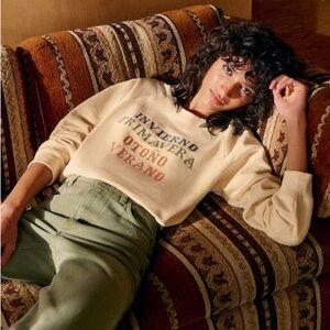 Sezane Cream Sweatshirt with Multicolor Text